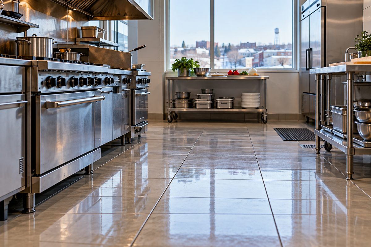 Immaculate rental property kitchen following professional move-out turnover cleaning